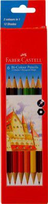 FABER-CASTELL Bi-Color Hexagonal Shaped Color Pencils  (Set of 6, Assorted)
