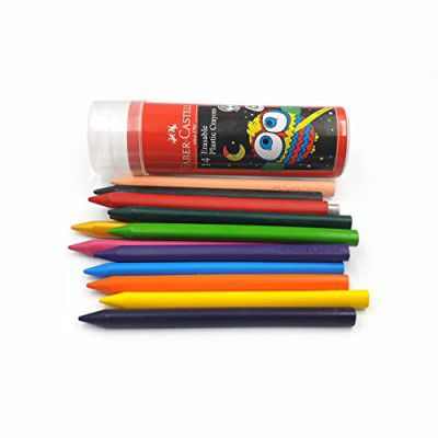 Faber-Castell Erasable Crayon Tin Set - Pack of 12 (Assorted) + 2 FREE Gold and Silver