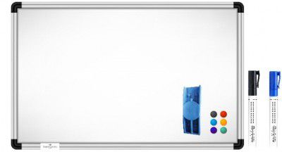 Faber-Castell Double Sided Teaching Boards, One Side WhiteBoard & Reverse Side Chalkboard Surface White | 1.5x2 Feet 
