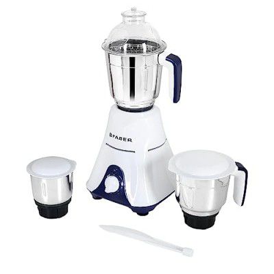 Faber Primo 550W Blender Mixer Grinder, 3 SS clip lock jars and blades || low-noise copper motor, up to 18000 rpm speed || 2 yr comprehensive and 5 yr motor warranty (FMG PRIMO 550 W 3J INDIGO) Blue