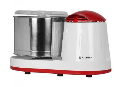 Faber Wet Grinder | SS Drum, High Grade Stone, 2L Capacity, Heavy Duty 150W Motor, (White + Red)