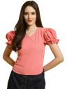 Fabflee Plain Round Neck Casual Regular Fit Deep Neck Crop for Women & Girls Top...