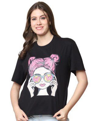 Fabflee Pure Cotton Oversized Baggy Fit Drop Shoulder Latest Aesthetic & Cool Graphic Printed Half Sleeve Tshirt