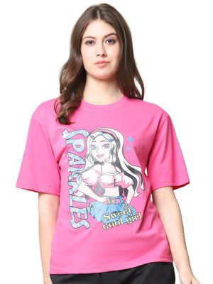 Fabflee Women's Casual Printed Round Neck, Oversized Longline Drop Shoulder Boho Style T-Shirt | Trendy Graphic Tee