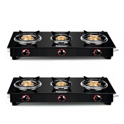 Fabiano 3 Burner Duo combo Toughened Glass Manual Gas Stove (3 Burners)