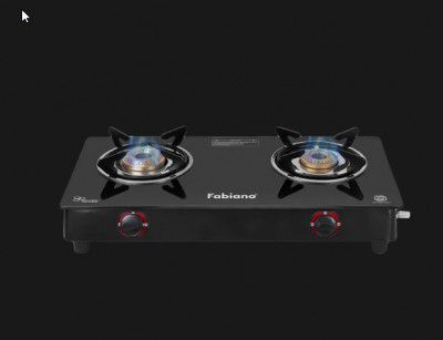 Fabiano FAB2BRNSMART Toughened Glass Top 2 Burner Manual Gas Stove (High Efficiency Burner, Black)
