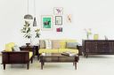 Fabindia Ahaan Upholstered Single Seater Sofa (Daig Wood,Country Life Walnut)...