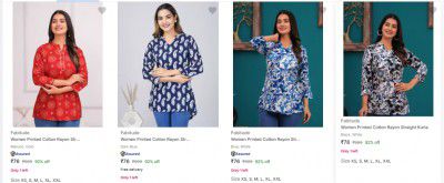 Fabitude Women's Kurtas Starts At ₹76