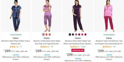 Fabme Women's Nightwear Minimum 70% Off