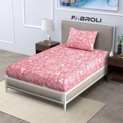Fabroli 300 TC Microfiber Single Printed Flat Bedsheet (Pack of 1, MESB 04 RED)