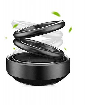 Fabtec Car Double Ring 360 Degree Rotating Solar Dashboard Idol for Cars (Black)