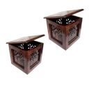 Fabwud Stur Wooden Sitting Side Stool / Table with Storage for Home/ Office Decor Furniture Set of 2 (Cherry)...