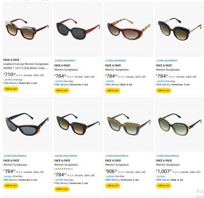 FACE Women's Sunglasses upto 99% off starting From Rs.399