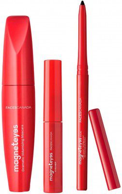 FACES CANADA Magneteyes Range Trio Pack (Kajal + Eyeliner + Mascara) (Black, 13.35 g)