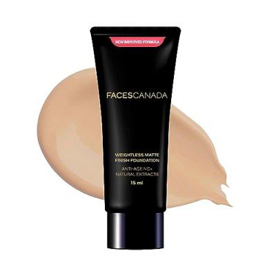 FACESCANADA Weightless Matte Finish Foundation - Sand, 15ml | Lightweight | Natural Finish | Anti-Ageing | Non-Clog Pores | Enriched With Olive Seed Oil, Grape Extract, Shea Butter