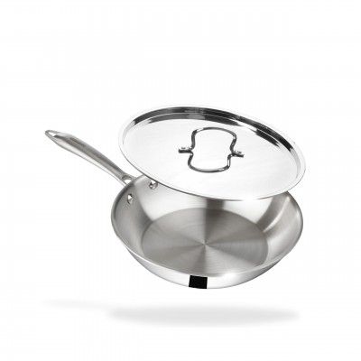 Fackelmann 22 cm Frying Pan, Triply | with Lid | German Quality | Energy-Efficient Fry Pan | Non-Toxic | Even Heating | Ideal for All Cooktops | Hassle-Free Maintenance | 5 Year Warranty