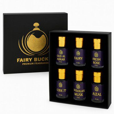 FairyBucket Luxury Non-Alcoholic Attar Combo Perfume Gift Set | 6 x 6ml Roll-On Bottles 
