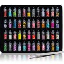 FAMEZA 3D Nail Art Decoration Mini Bottles - 48 Glass Bottles With Free Nail Art Tweezer...