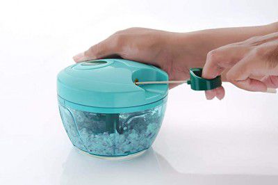 Famous New Handy Mini Plastic Chopper with 3 Blades, Green - 1 Pcs