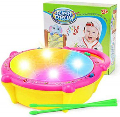 Famous Quality® Colorful 3D Musical Flash Drum with Lights Toys for Kids, Music Baby Toy for ?3 Years and up, Multicolour