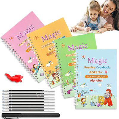 FAMOUS QUALITY® Magic Practice Copybook, Number Tracing Book for Preschoolers, Magic Calligraphy Copybook Set Practical Reusable Writing Tool for Kid Calligraphic Letter Writing Drawing Mathematics