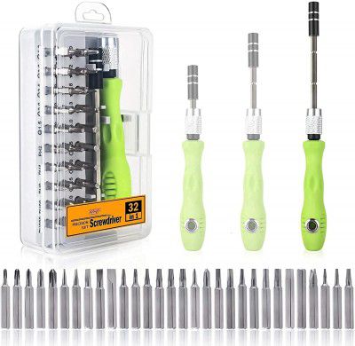 Famous Quality® Screwdriver Sets 32 in 1 for Tool Kit with Flexible Extension Bar and Organizer Case for Laptop; Computer; Phone; iPhone; Electronic Repair