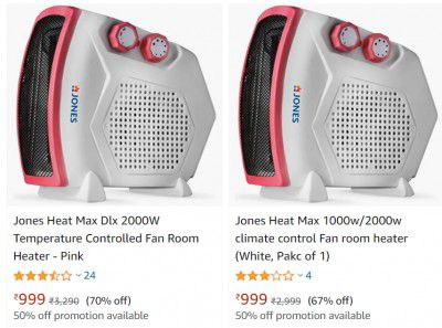Fan Heaters Up to 70% off + Extra 50% off