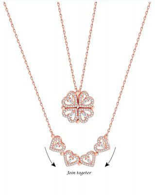 Fancify 2-way Multi Wearing magnetic heart necklace pendent chain, jewellery for women | locket for girls, necklace for girls stylish perfect for gift for girlfriend , anniversary gift for wife | west