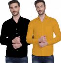 FARBOT  Men Regular Fit Solid Spread Collar Formal Shirt  (Pack of 2)...