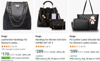 [Set Of 3 ] UPTO 90% OFF - Fargo Handbag Combo