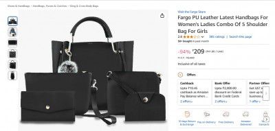Fargo PU Leather Latest Handbags For Women's Ladies Combo Of 5 Shoulder Bag For Girls