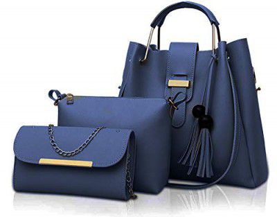 Fargo Women's PU Leather Handbag And Sling Bags Combo Of 3 (BLUE_FGO-224)