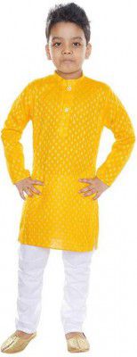 FARISHTA FASHION  Boys Festive & Party Kurta and Pyjama Set  (Yellow Pack of 1)