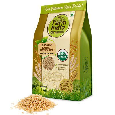 Farm India Organic Basmati Brown Rice | USDA Organic | Vacuum Packed | 1 kg