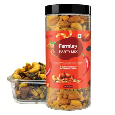 Farmley Party Mix 500g | Mixed Nuts | Healthy Snacks Contains Mixed Dry Fruits, Nuts And Seeds