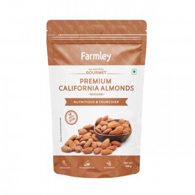 Farmley Premium California Natural Almonds 500 gm Pack Badam Giri Dry Fruits