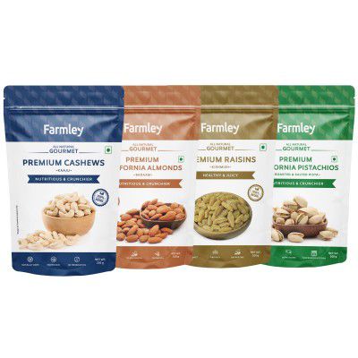 Farmley Premium Mix Nuts and Dry Fruits Combo Pack (Almond 250 g, Cashew 250 g, Pistachios 200 g, Raisin 200 g)