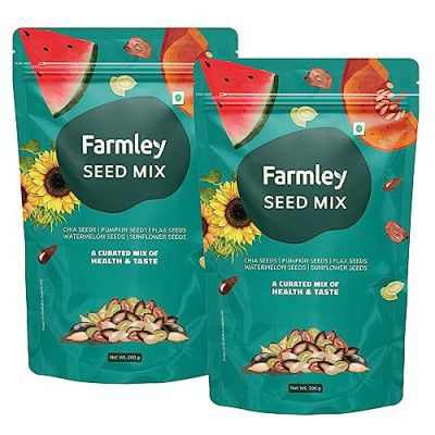 Farmley Premium Mix Seeds For Eating & Healthly Snacks Contains Pumpkin,Chia,Flax,Sunflower,Watermelon Seeds Pack Of 2, Each 200 Gm