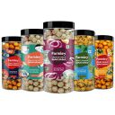Farmley Roasted & Flavoured Healthy Makhana Snacks - Minty Pudina, Peri Peri, Tangy Tomato, Cream & Onion, Himalayan Salted | (Combo Pack of 5, 90 g Each) | Party Snacks | Namkeen Snacks | Mix Masala...
