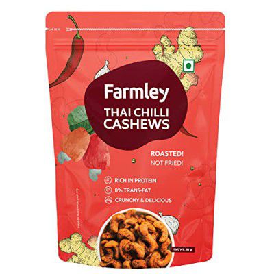 Farmley Thai Chilli Roasted Cashews 40g | Rich in Protein | Crunchy & Delicious