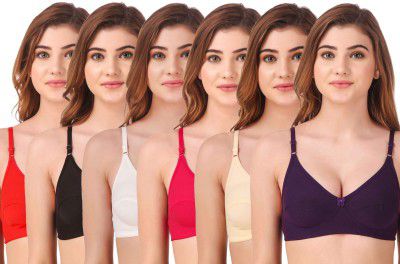 Fasense Womens Wire Free Non-Padded Cotton Bra (Pack Of 6)