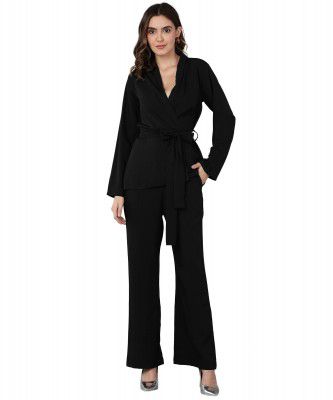 Fashfun Women's co-ord Set (Solid Crepe Belted Open top & Pant Set)