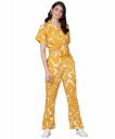 Fashfun Women's co-ord Set (Yellow Abstract Printed Crepe Shirt with Pant co-ord)...