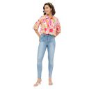 Fashfun Women's Shirt (Multicolor Printed Crepe Crop Shirt with Half Puff Sleeves)...