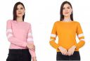 Fashion Array Women/Girls T-Shirts Full Sleeve Combo Pack (Baby Pink+ Yellow)...