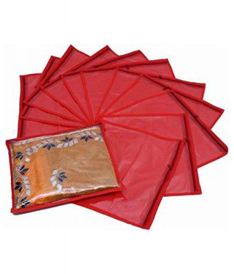Fashion Bizz Saree Cover Set of 12-Red