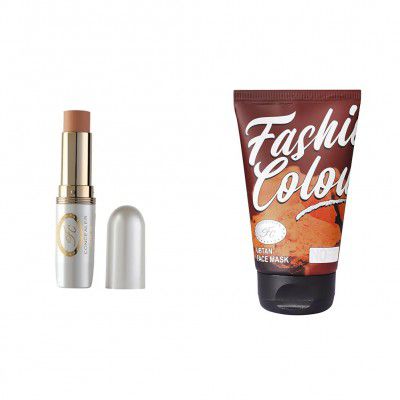 Fashion Colour Light Corrective Concealer Stick Satin Foundation (Shade 005) Satin Finish Ubtan Face Mask For Glowing Skin and Tan Removal With Turmeric and Saffron Extract(130g)