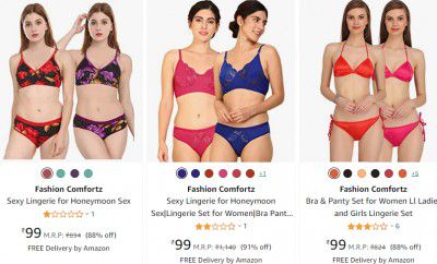 Fashion Comfortz Women Bra Panties Set @ ₹99