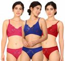 Fashion Comfortz Women Cotton Bra Panty Set for Lingerie Set...