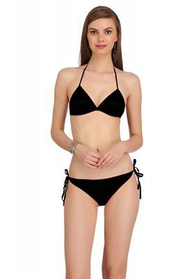 Fashion Comfortz Women’S Girls Satin Nylon Spandex Sexy Bra Sexy Panty,Non Padded Bikini Swimwear Lingerie Set